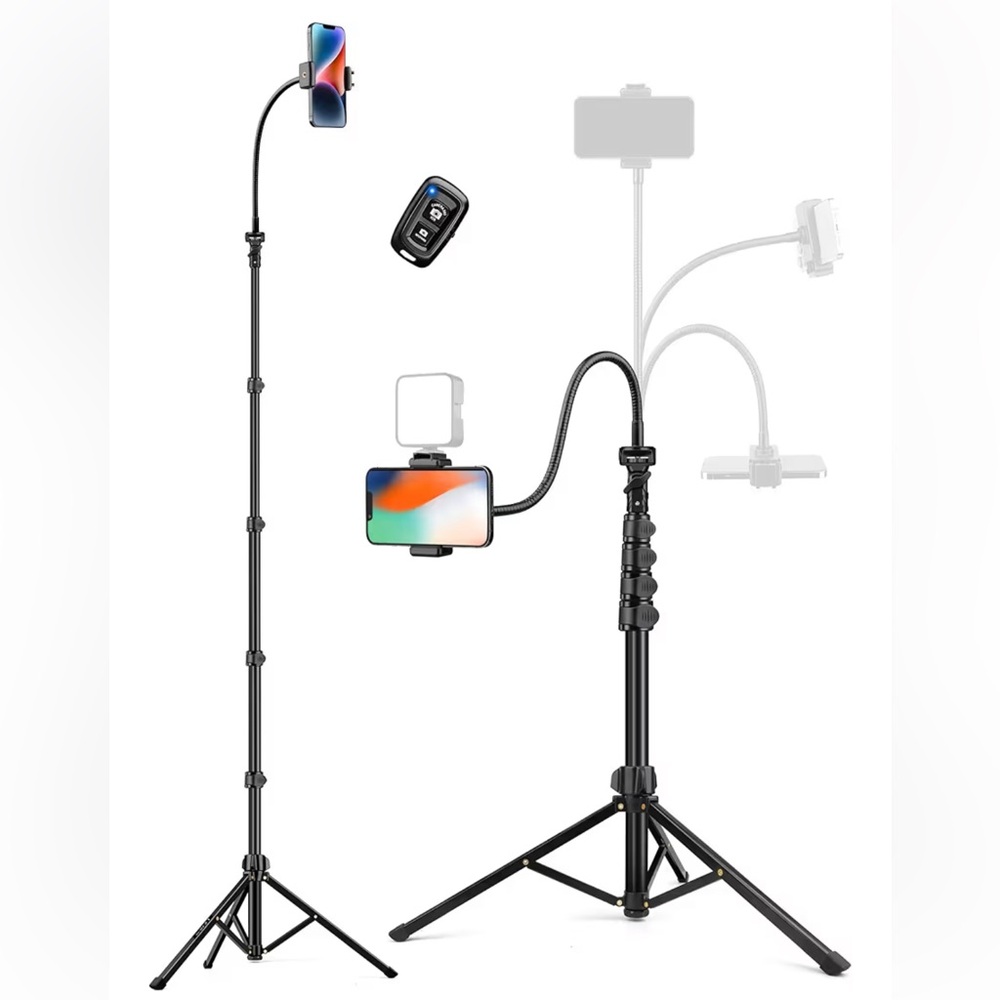 Adjustable Black Phone Holder with Remote